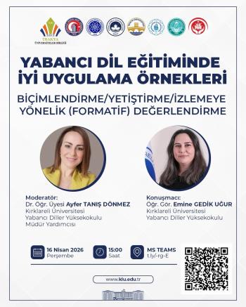 TRAKYA ÜNİVERSİTELER BİRLİĞİ: YABANCI DİL EĞİTİMİNDE İYİ UYGULAMA ÖRNEKLERİ ÇEVRİMİÇİ SEMİNERİ GERÇEKLEŞTİRİLDİ