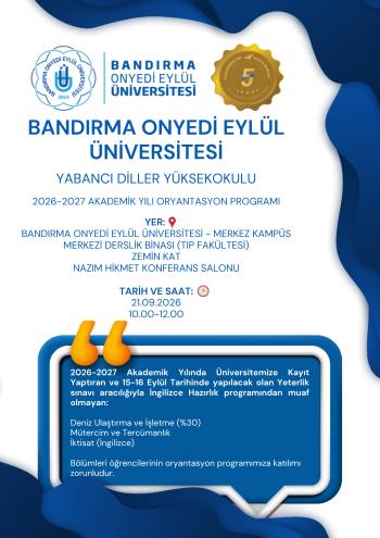 Yabancı Diller Yüksekokulu 2026–2027 Akademik Yılı Oryantasyon Programı Gerçekleştirildi